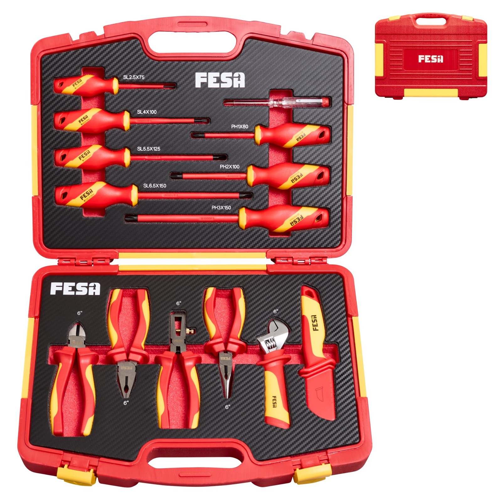 Insulated Electrician Tool Set – 1000V 14-Piece Insulated Tool Set with 7 Ins…