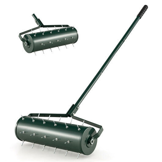 18/21 Inch Manual Lawn Aerator with Detachable Handle Filled with Sand or Stone-