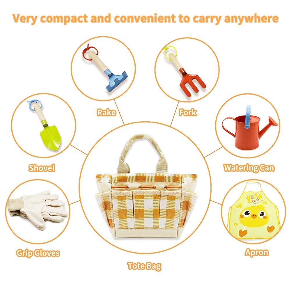 Kids Gardening Tools Set 12 PCS Toddler Gardening Outdoor Toys Gift for Age 3-8