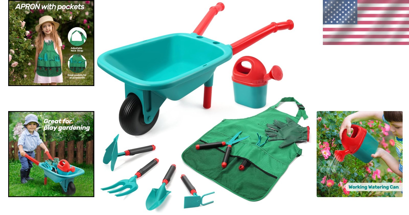 Children’s Garden Toy Kit with Apron & Watering Can