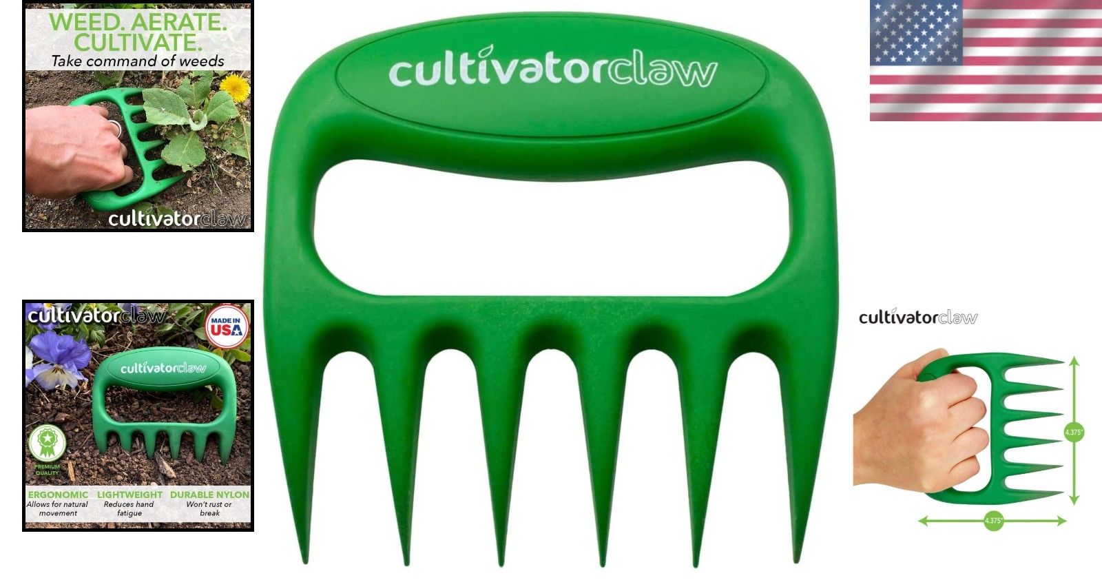 Cultivator Claw Ergonomic Gardening Tool – Lightweight Nylon Weeder, USA-Made