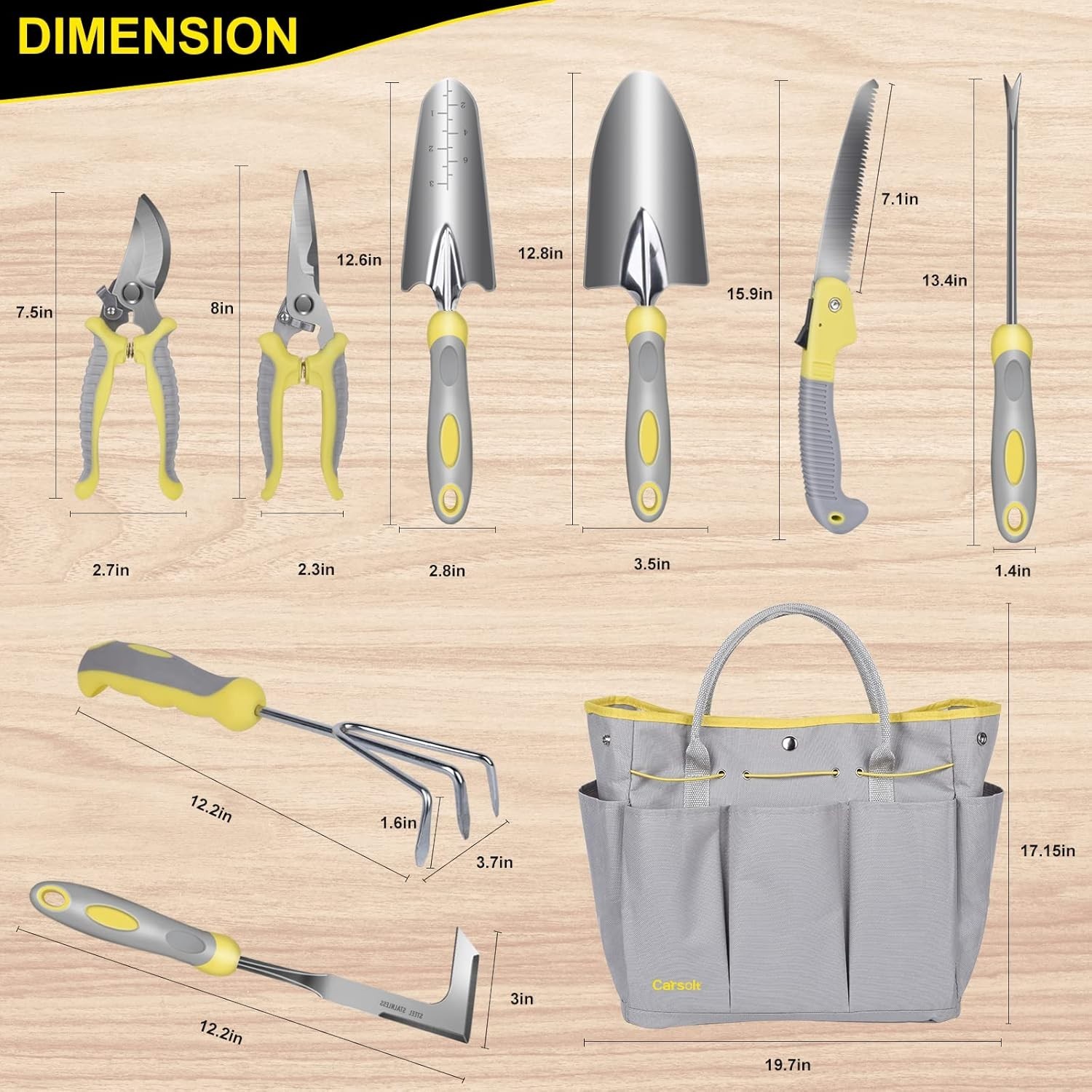 Ideal Garden Gift: 10-Piece Stainless Steel Tool Set w/ Durable Tote & Gloves