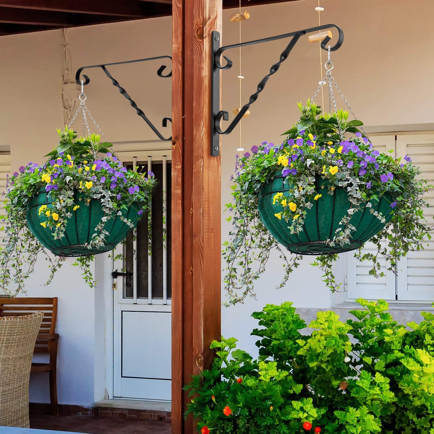 AMAGABELI GARDEN & HOME 2 Pack Hanging Plant Brackets Outdoor 12″ Metal Fence…