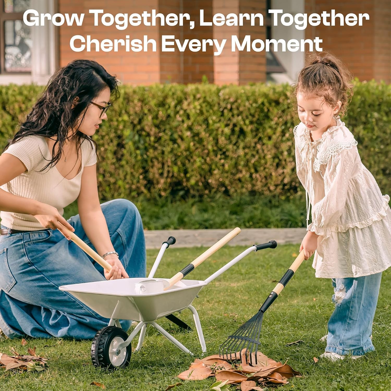 ROBOTIME Kids Wheelbarrow Gardening Set Grayish