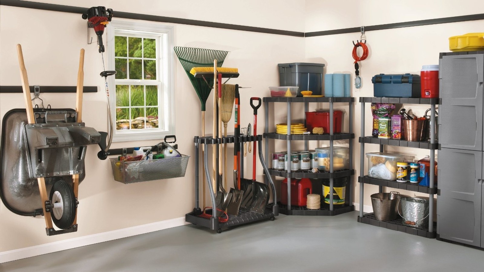 Rubbermaid Garage Tool Tower Rack Easy to Assemble Wheeled Organizes up to 40…