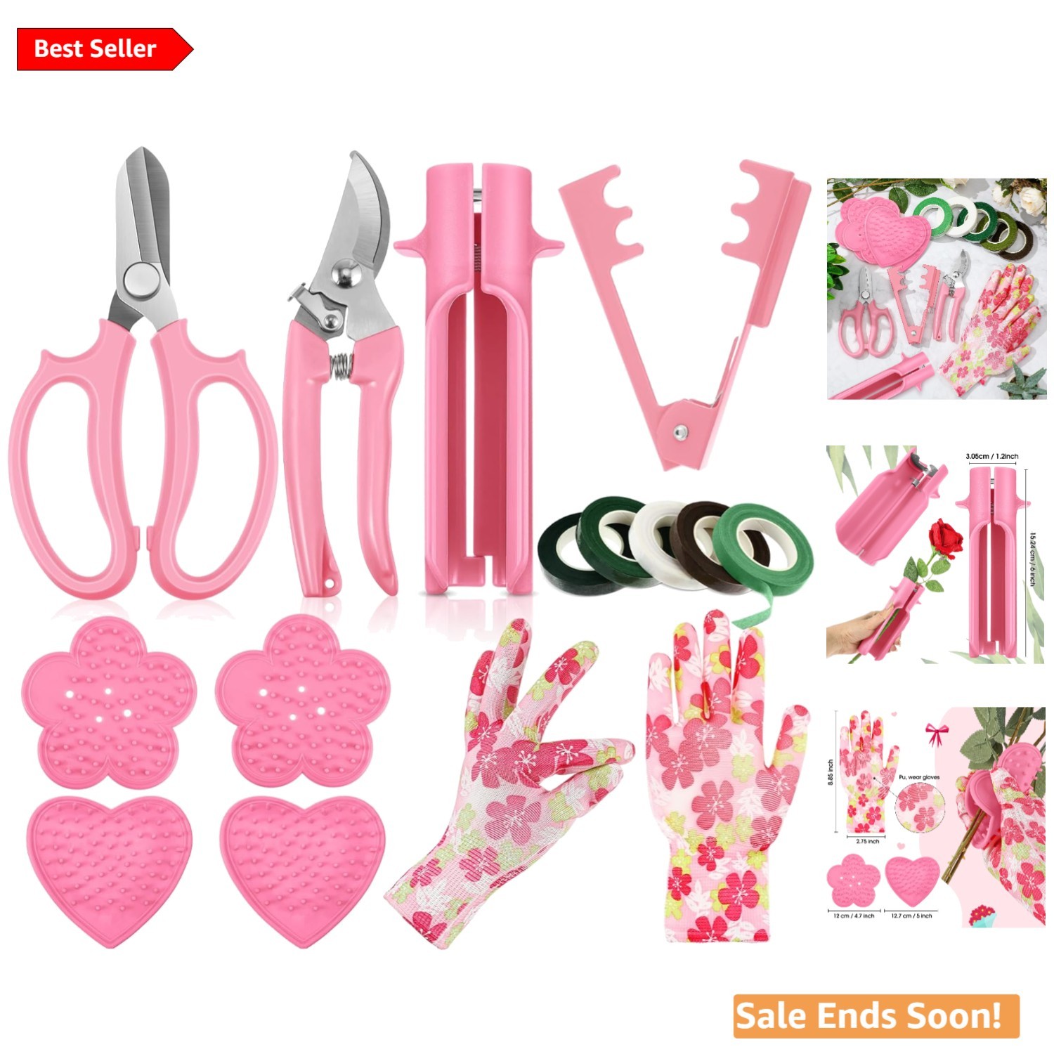 14-Piece Pink Garden Floral Pruning and Thorns Removal Kit for Florists and G…