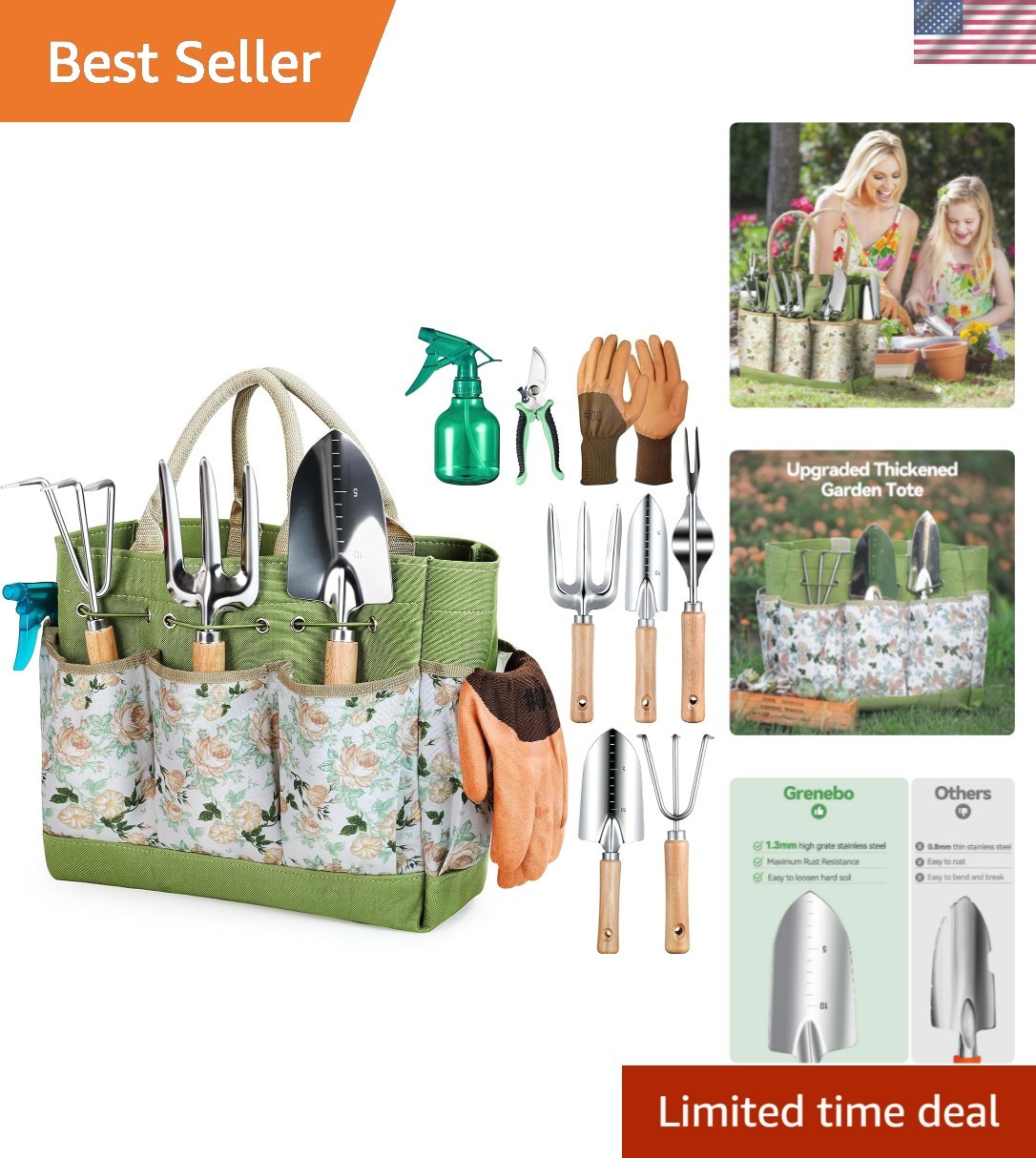 Gardening Tools 9-Piece Heavy Duty Garden Hand Tools with Fashion and Durable…