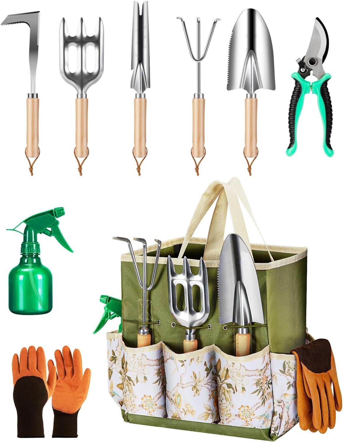 Rustproof Stainless Steel Gardening Tools Set With Tote Bag Gifts For Mom