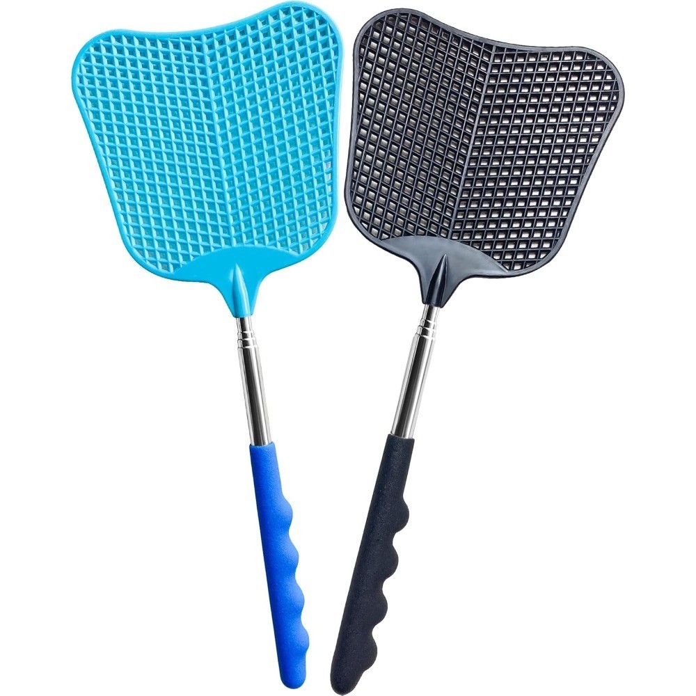 Heavy Duty Fly Swatter Set with Telescopic Stainless Steel Handle for Home