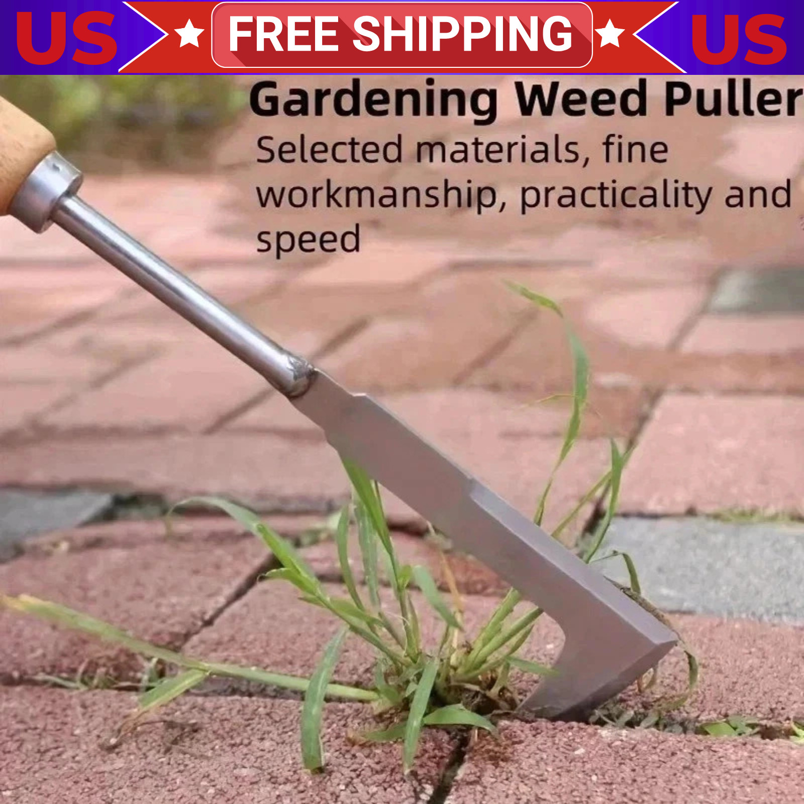 Stainless Steel L-Shaped Weeding Tool for Garden, Patio & Narrow Gaps