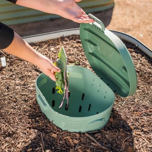 Vego Garden In-Ground Worm Composter 7 Gallon Outdoor Compost Bin Sage Green