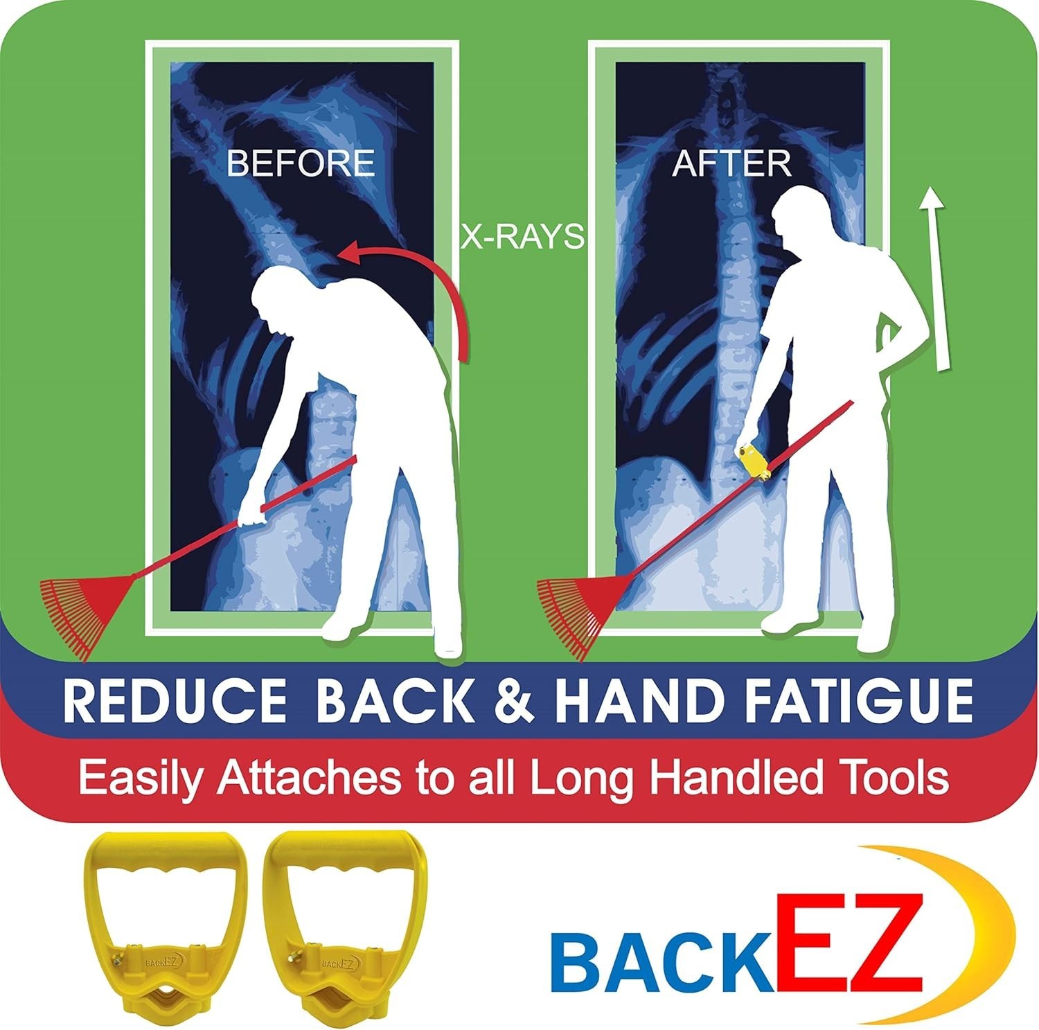 Ergonomic Back-Saving Tool Handle for Shovels & Rakes – Easy Attach in Yellow