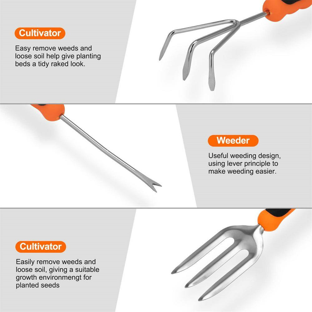 7-Piece Garden Tool Set Gardening Hand Tools Kit in Orange