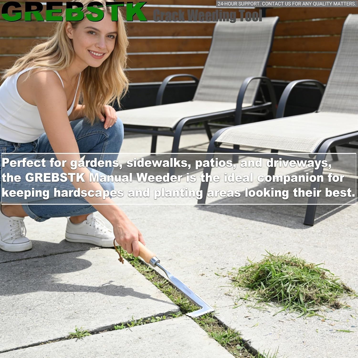 13″ Crack Weeder Tool: Lightweight Beech Handle & Razor-Sharp Stainless Steel