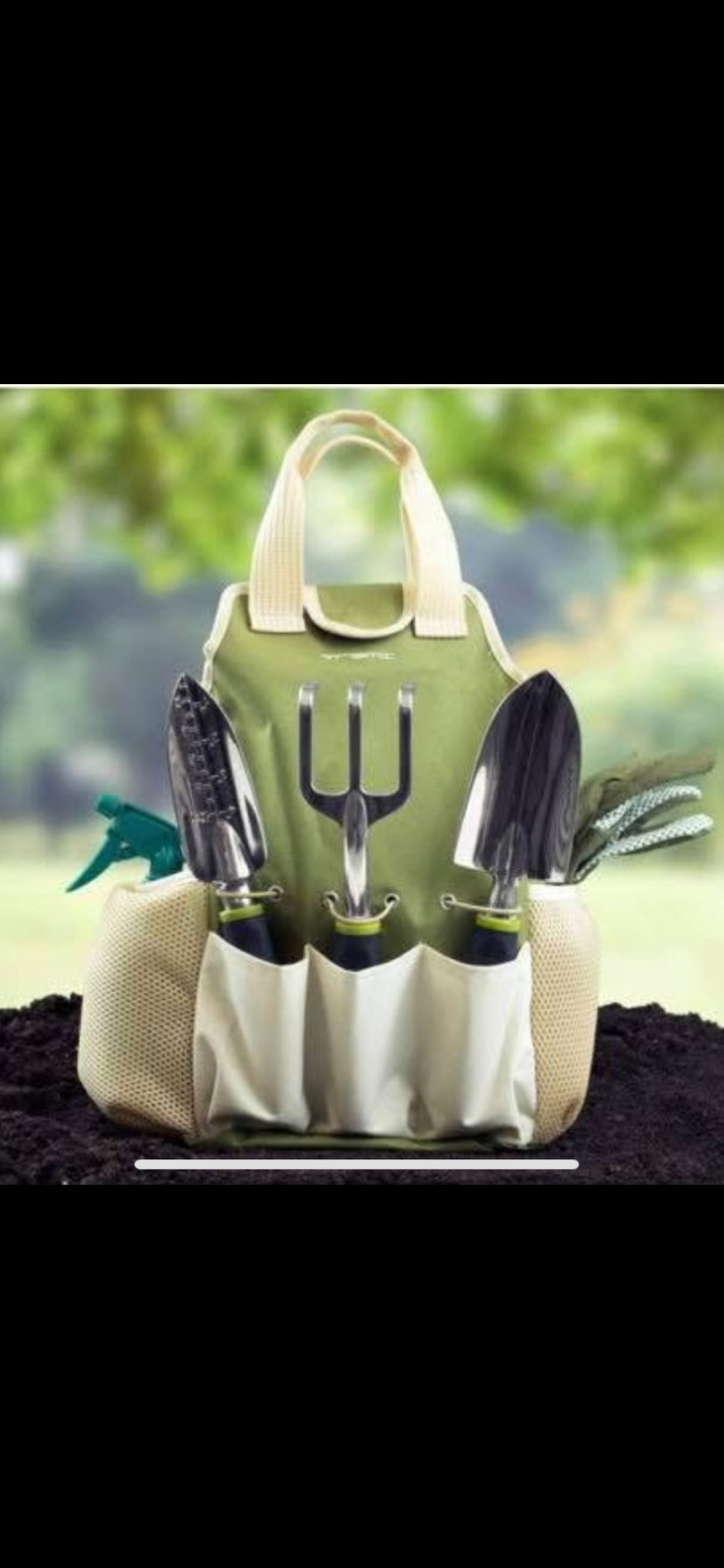 9 Pc Gardening Tool set W/ Gloves & Garden Tote Trowel Pruners & More