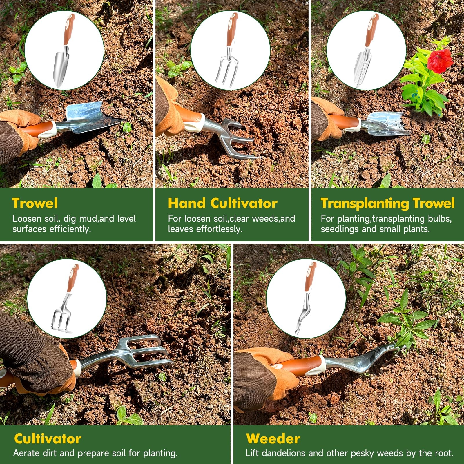 Garden Tool Set,10 Pcs Heavy Duty Gardening Hand Tool Kit for Women Aluminum …