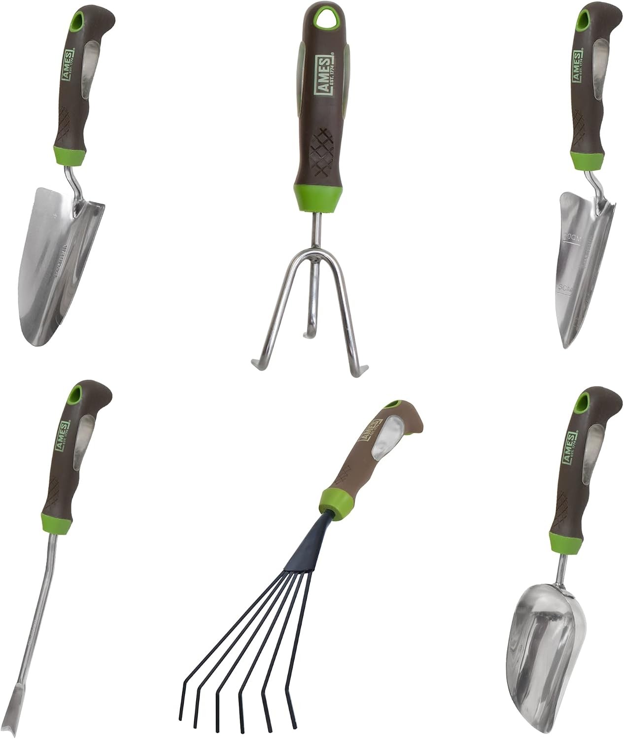 6Pcs Ergo Gel Grip Garden Trowel Weeder Rake Cultivator Set