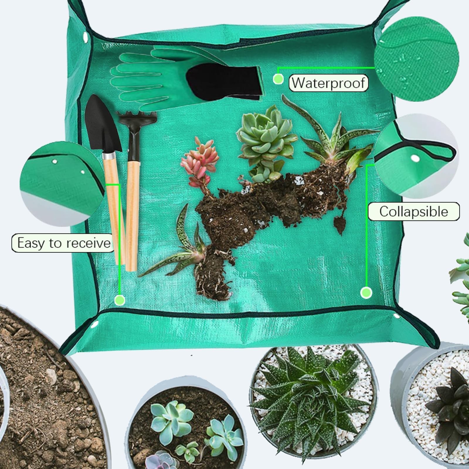 Waterproof Plant Repotting Mat Set, 2 PCS Indoor Potting Mats, 12 PCS Tools