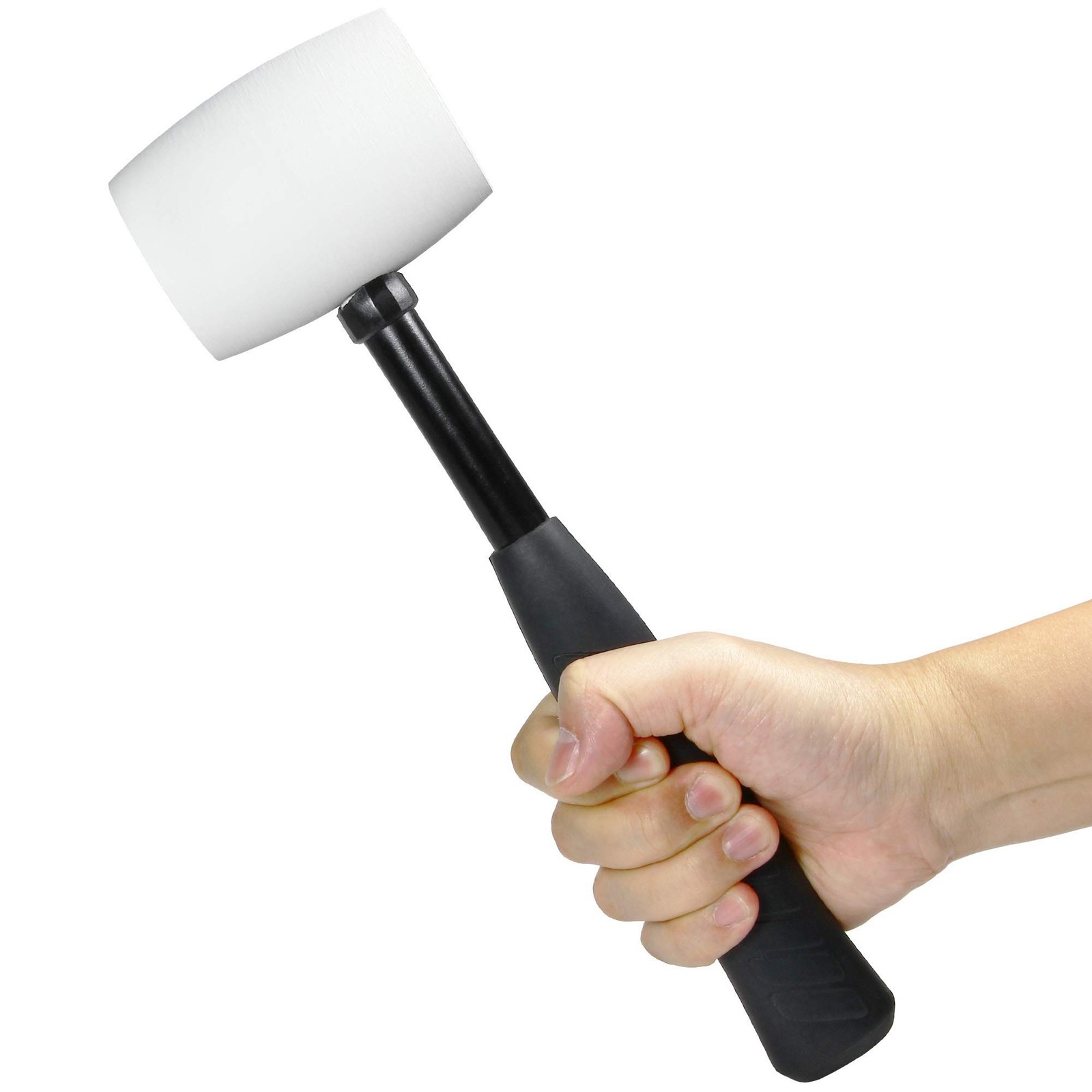 Powerbuilt 16-Ounce Rubber Mallet Hammer, Non-Slip Steel Handle Hand Tool, Wh…