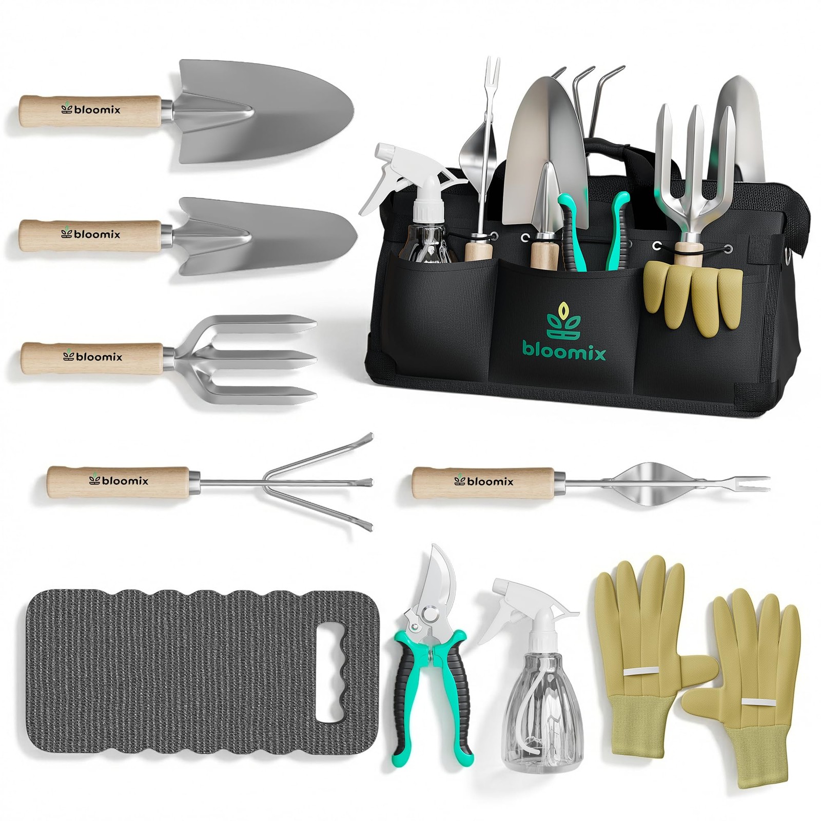 12Pcs Gardening Tools Set Heavy Duty Garden Tools Set with Tool Bag, Kneelin…