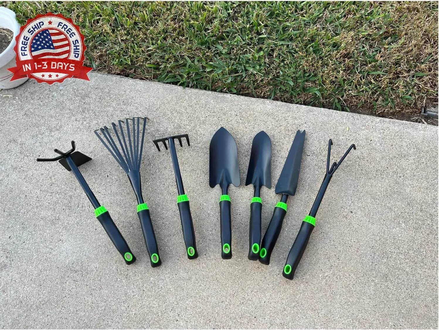 7-Piece Aluminum Alloy Heavy Duty Gardening Tool Set – Rust Proof, Ergonomic Han