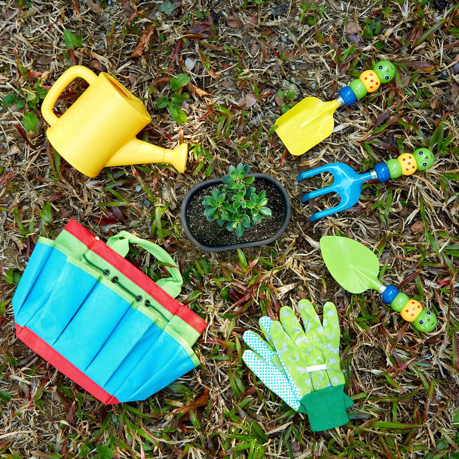 6pcs Childern Gardening Set Kids Garden Tools Fun Toys Shovel Rake Watering Can