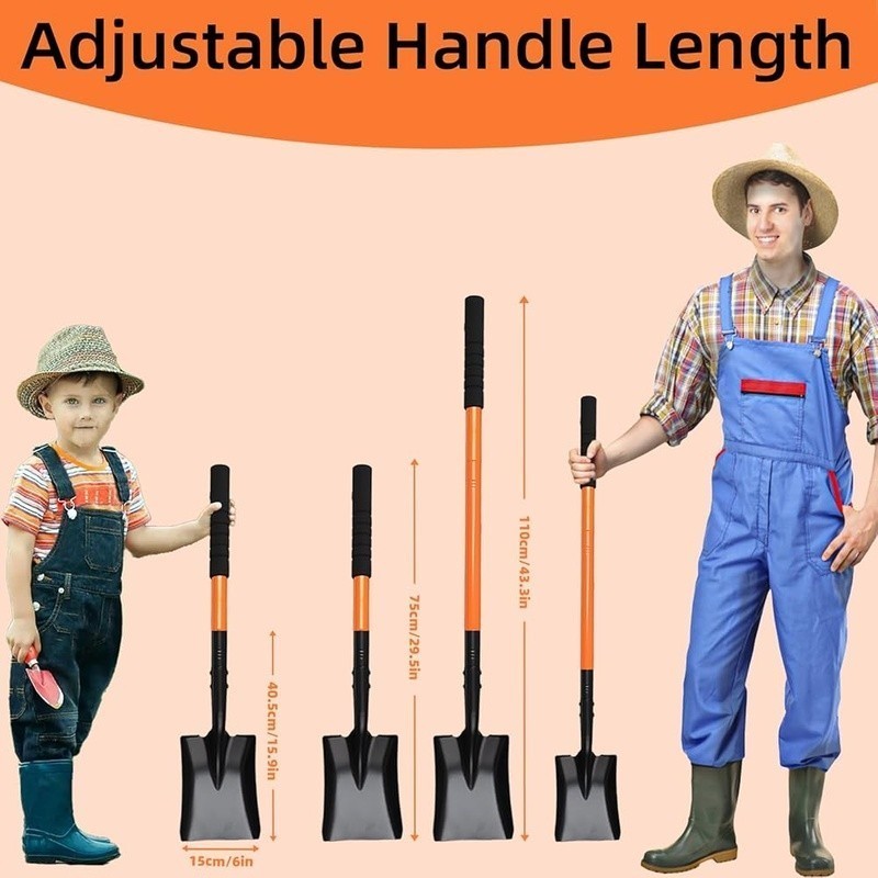 Heavy Duty Garden Shovel Durable Metal Handle Compact Digging Tool Outdoors New