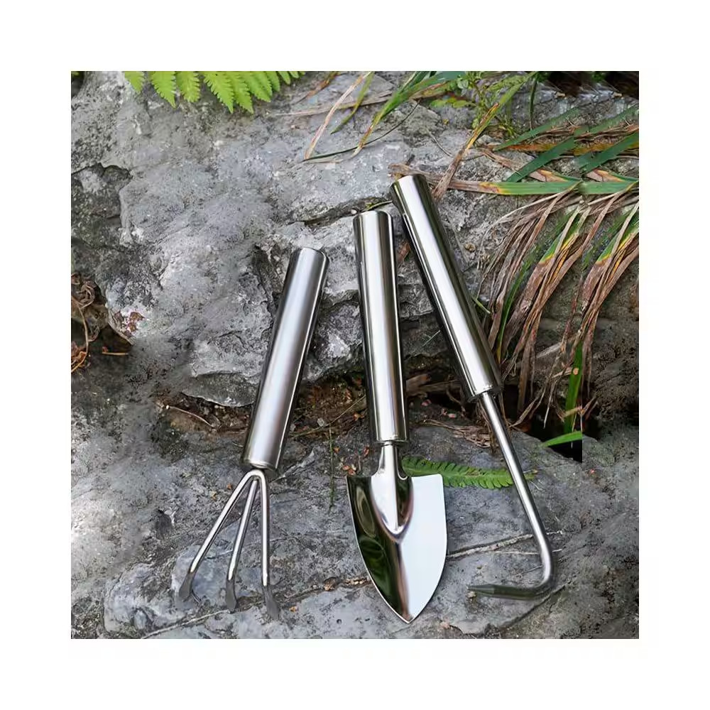 3-In-1 Aluminum Alloy Garden Tool Set Silver Lightweight Sturdy Ergonomic Handle