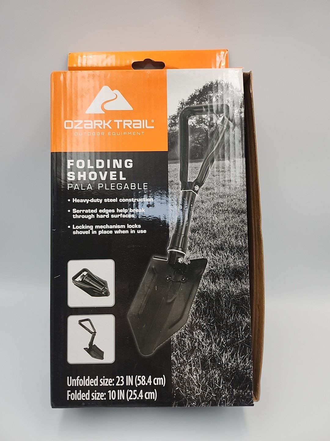 Ozark Trail Heavy Duty Steel Folding Shovel, Black, 23″