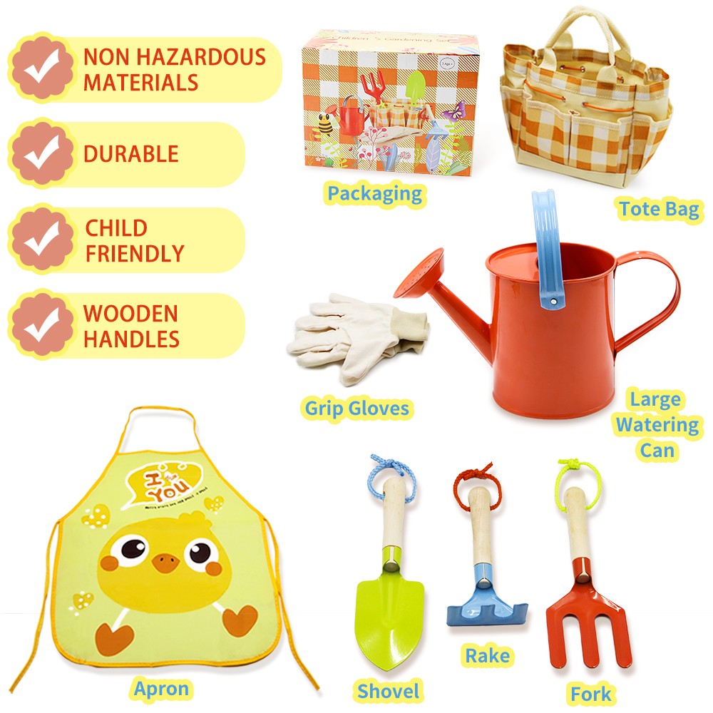 Kids Gardening Tools Set 12 PCS Toddler Gardening Outdoor Toys Gift for Age 3-8