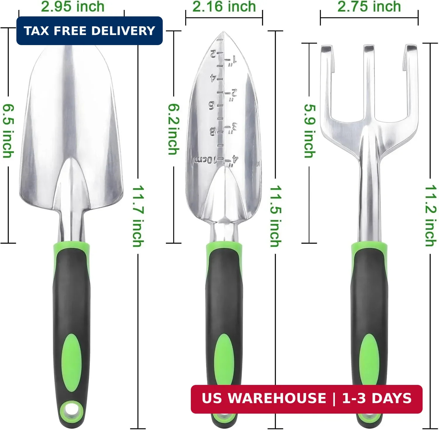 Garden Tools Set, 3 Pack Heavy Duty Gardening Tools Set Include Garden Shovel, T