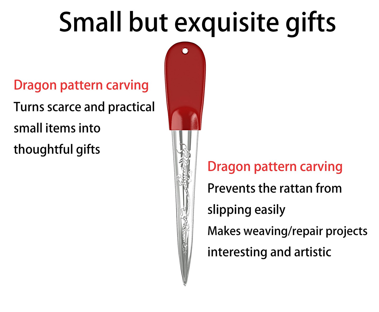 Wicker Repair Tool, Stainless Steel Pry Tool, Silicone Handle, Rattan Pick