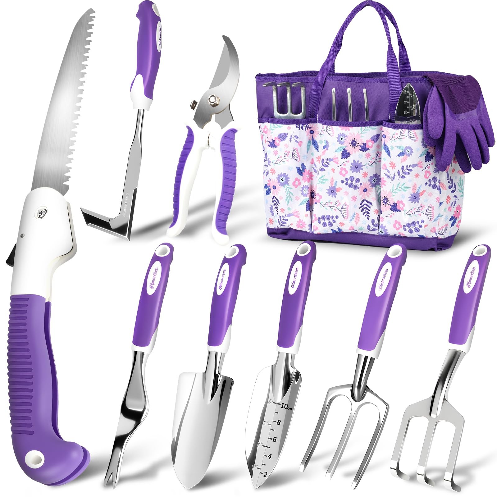 Garden Tool Set, 10 Pcs Heavy Duty Gardening Tool Kit Women Garden Gift Set A…
