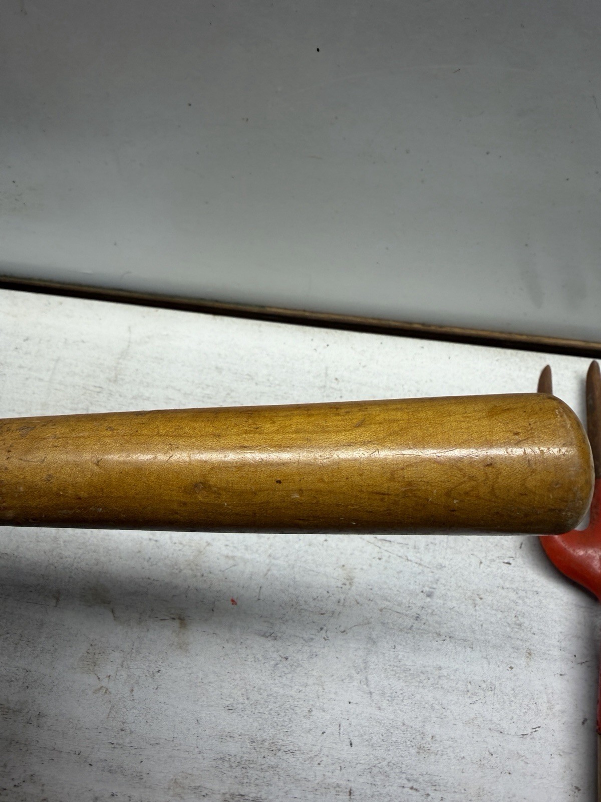 Vintage Garden Fork & Cultivator 1960s Orange Painted Metal & Wood Hand Tools