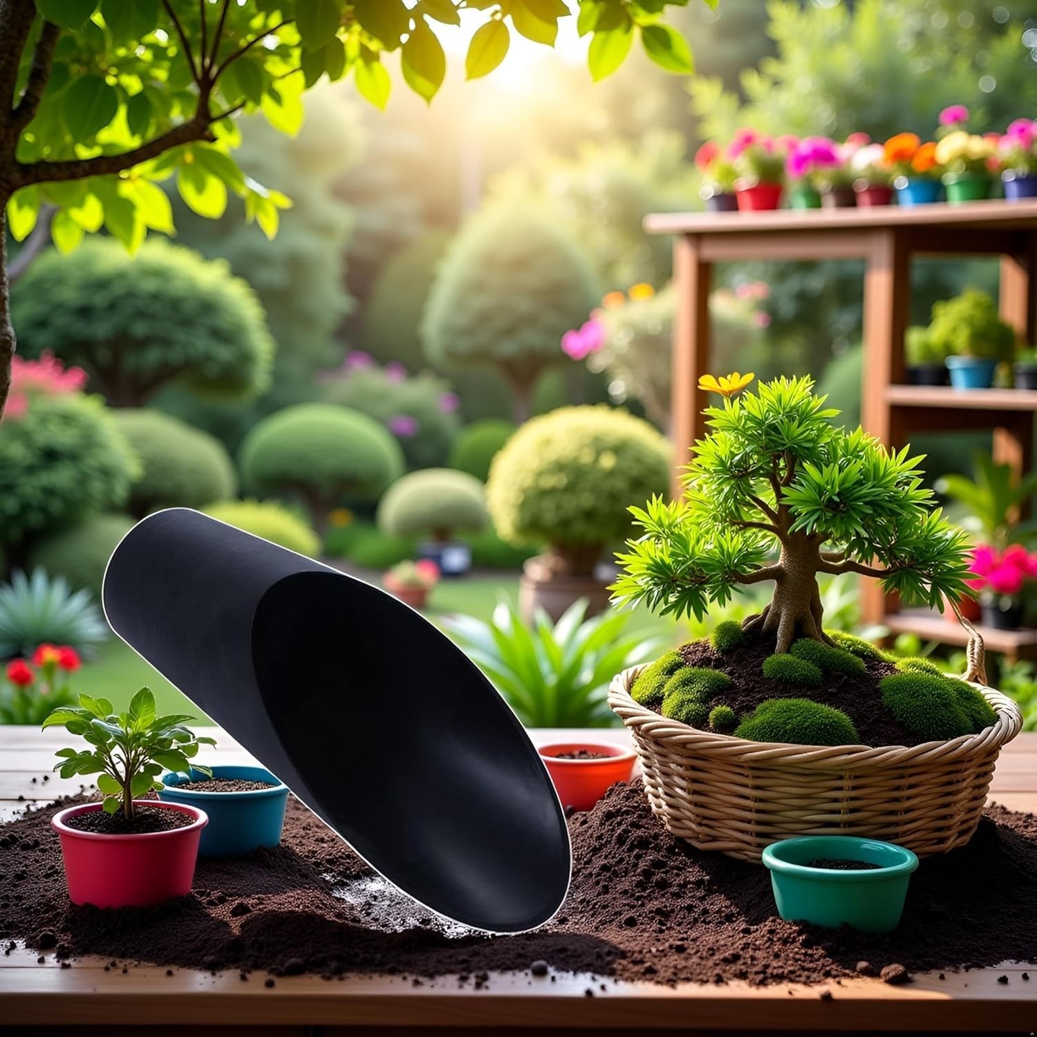 Black Bonsai Soil Scoops- Potting Scoopers Bucket Shovel- Potting Scoopers Bu…