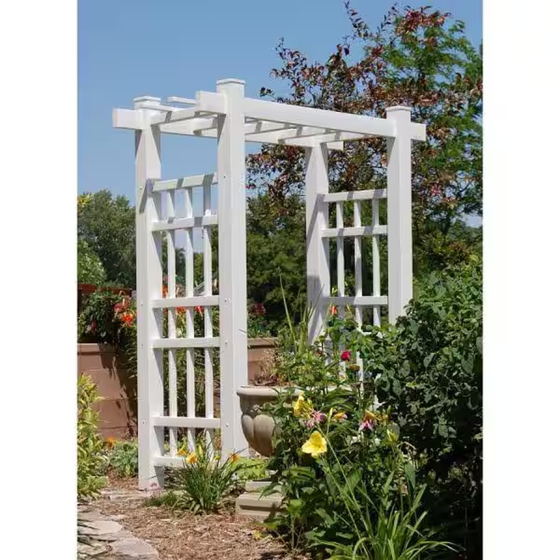 85 In. X 72 In. X 30 In. White Vinyl PVC Windsor Arbor