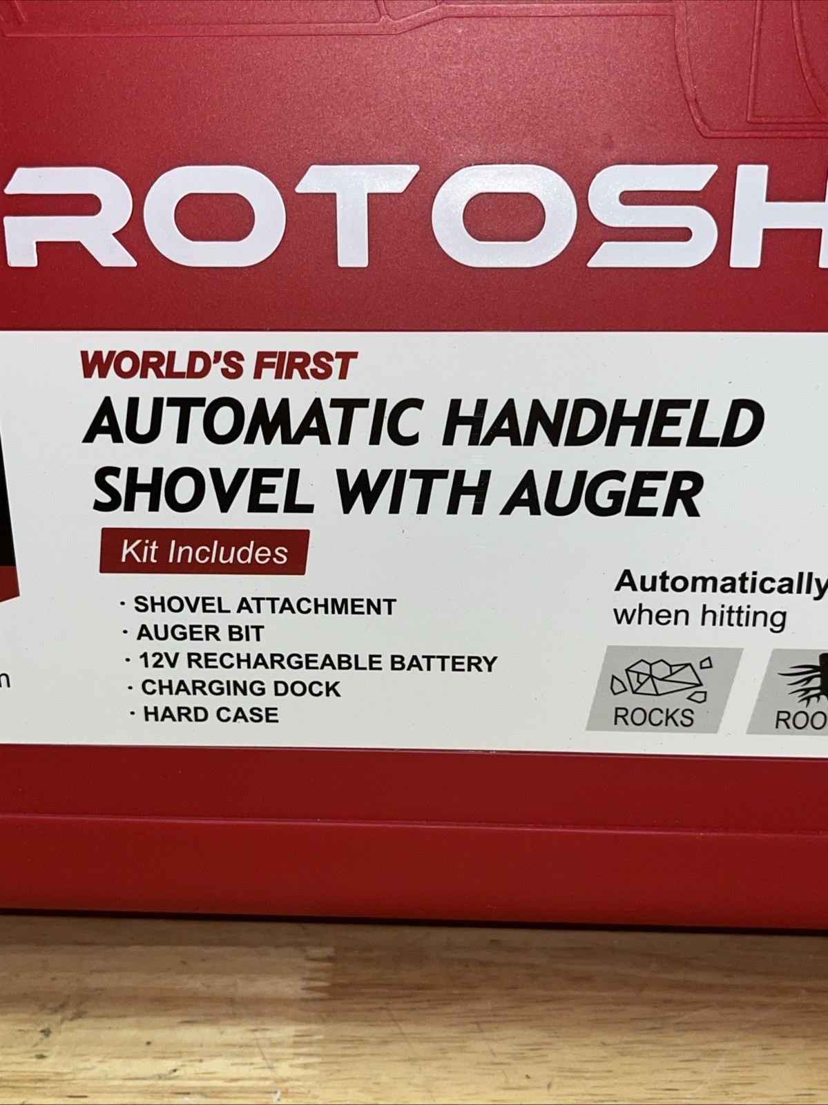 ROTOSHOVEL Automatic Handheld Shovel w/Auger,2 Batteries,Charger ~NEW NEVER USED