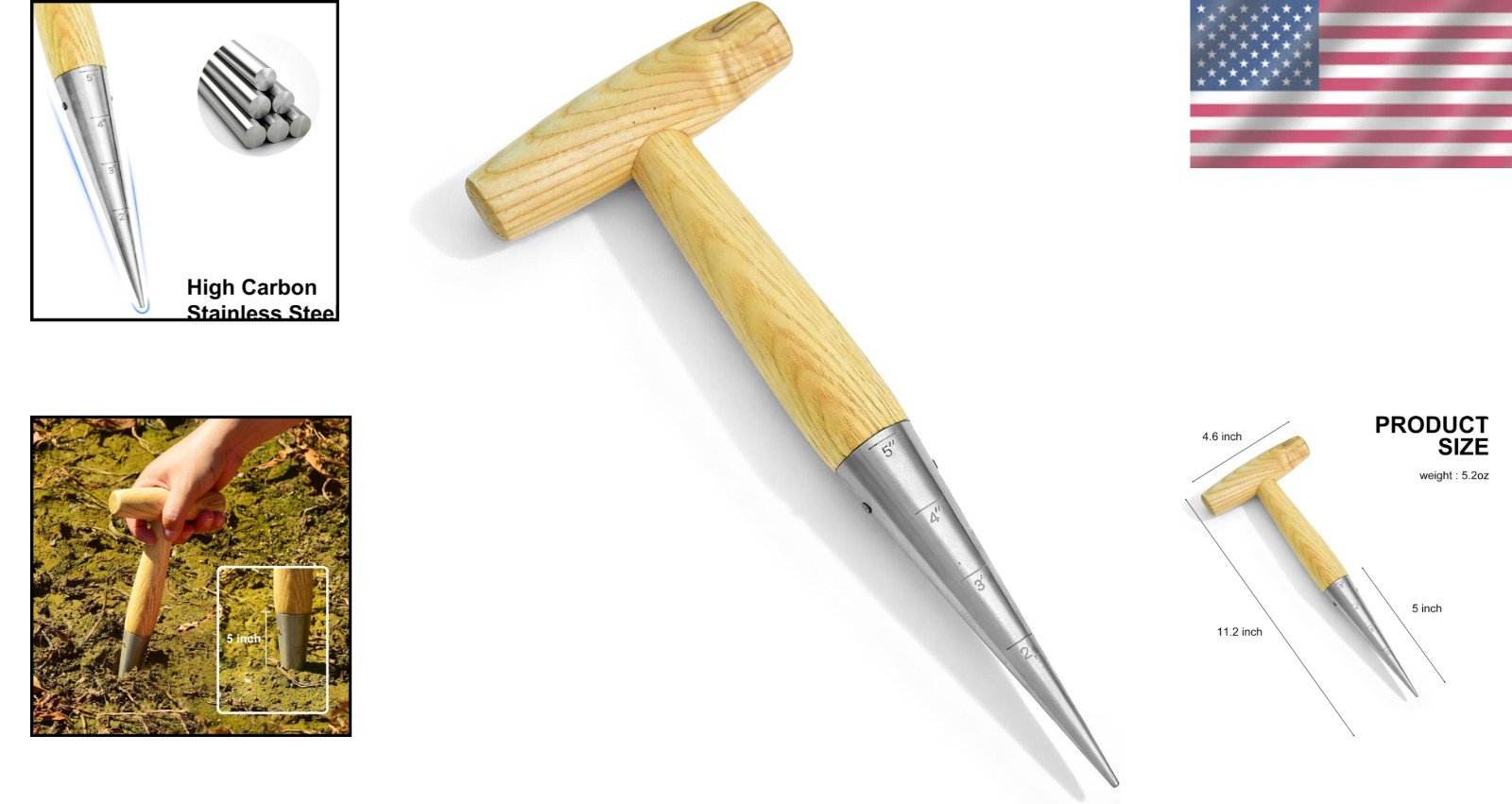 Lightweight Stainless Steel Seed Dibber for Effortless Planting in Garden