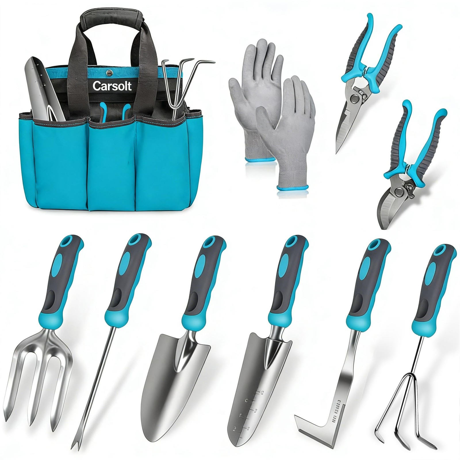 Gardening Tools Carsolt 10 Piece Heavy Duty Stainless Steel Garden Tools Set
