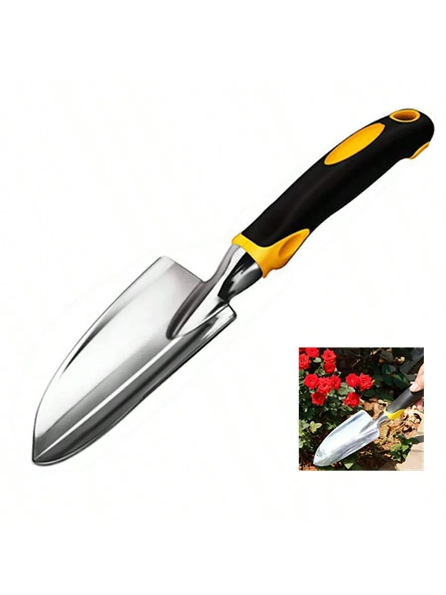 1pc/ Stainless Steel Gardening Shovel With Rubber Anti Slip Handle for Planting