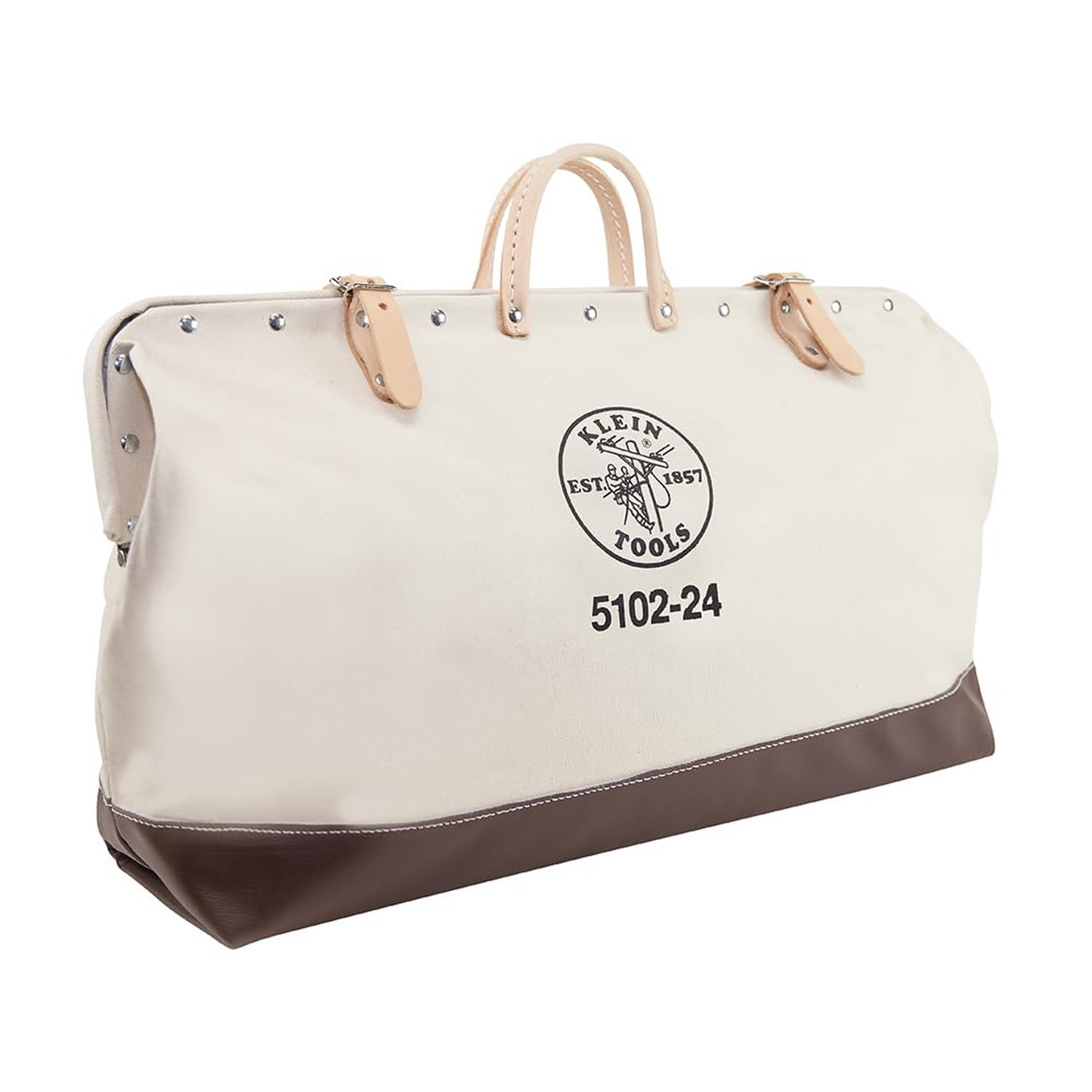 Klein Tools 5102-24 Heavy Duty Natural Canvas Tool Bag, Tool Tote, Multi-Purp…