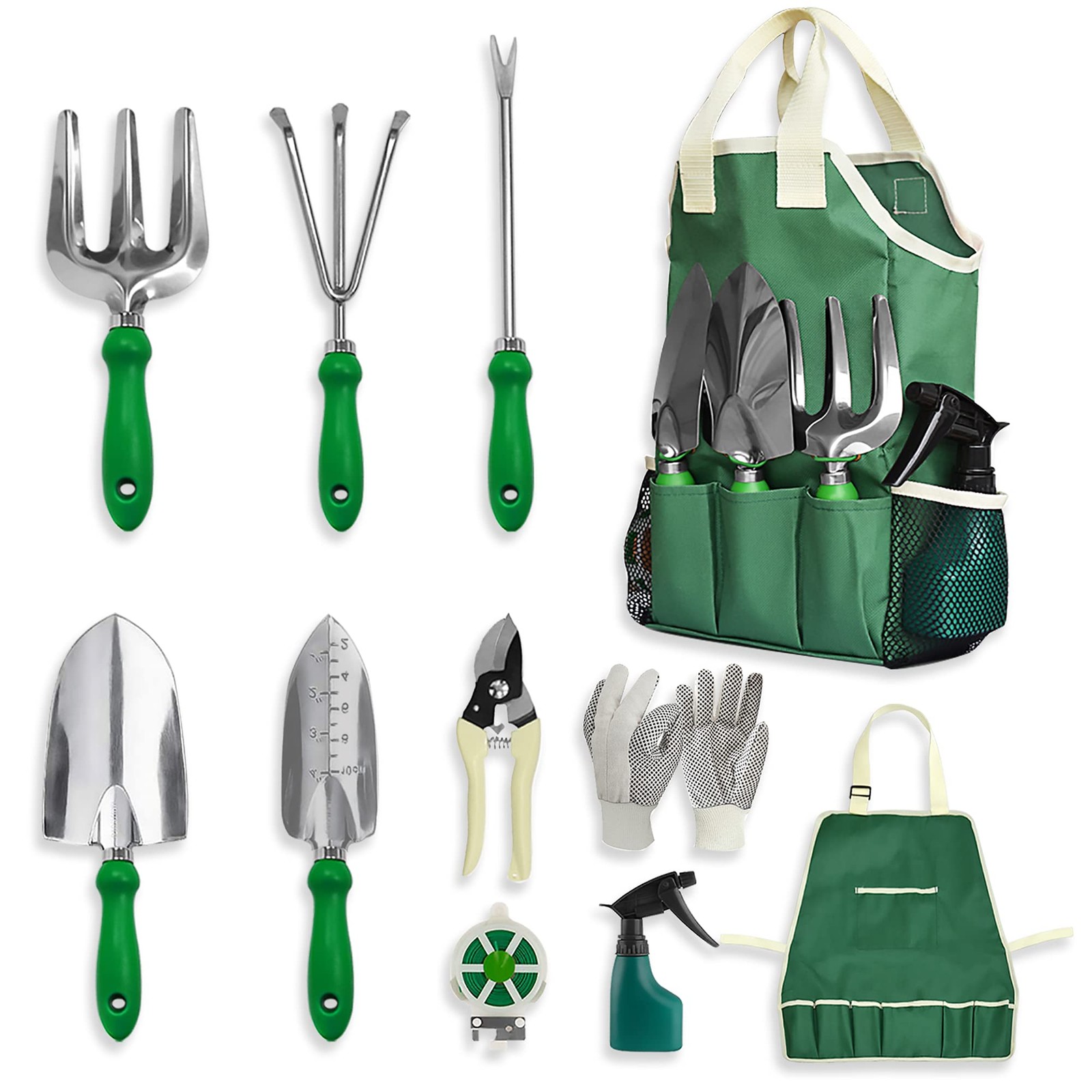 11Piece Gardening Tool Set with Tote Bag & Apron Ideal Gift for Beginners