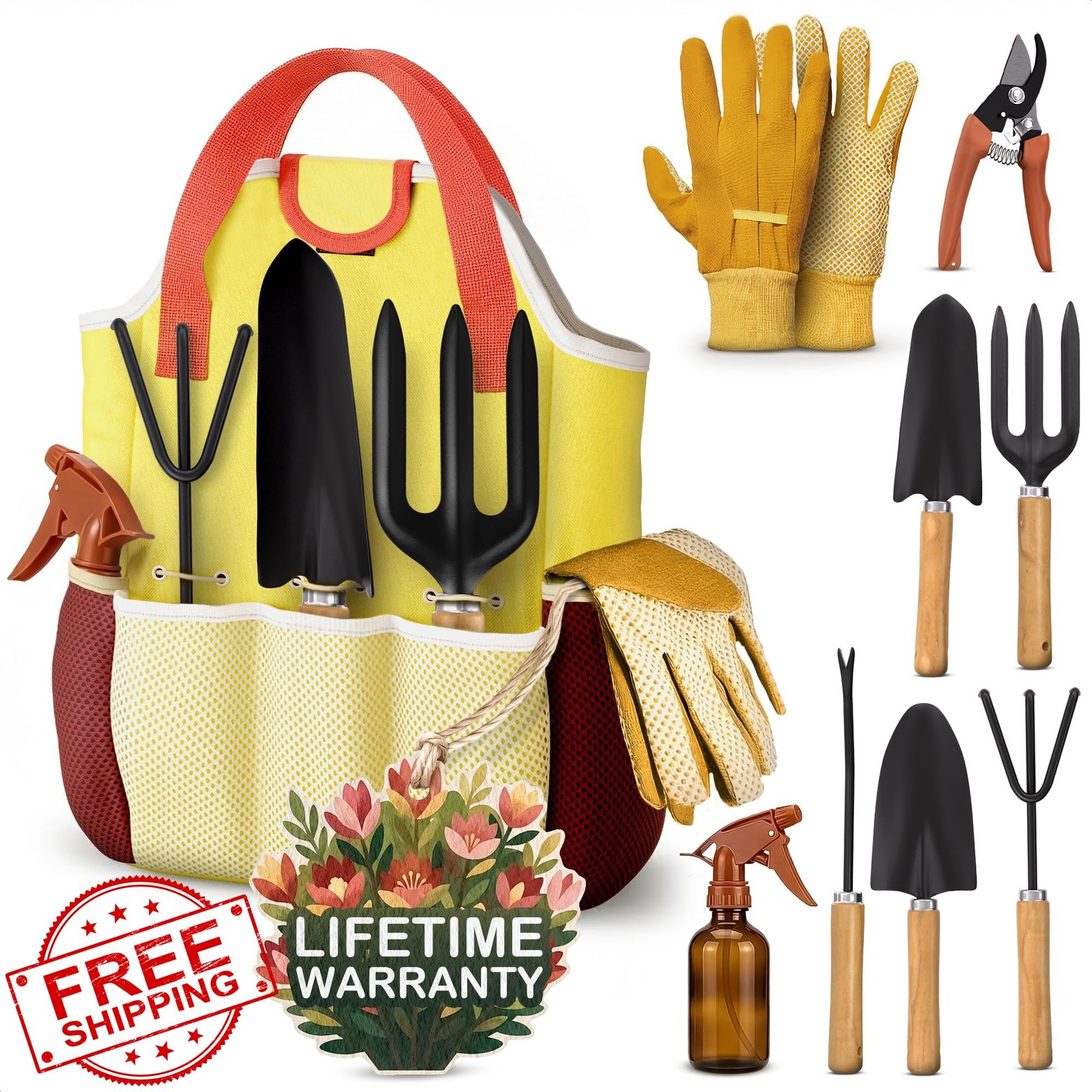 ZOKLU Yellow 10pc Gardening Tool Set Women