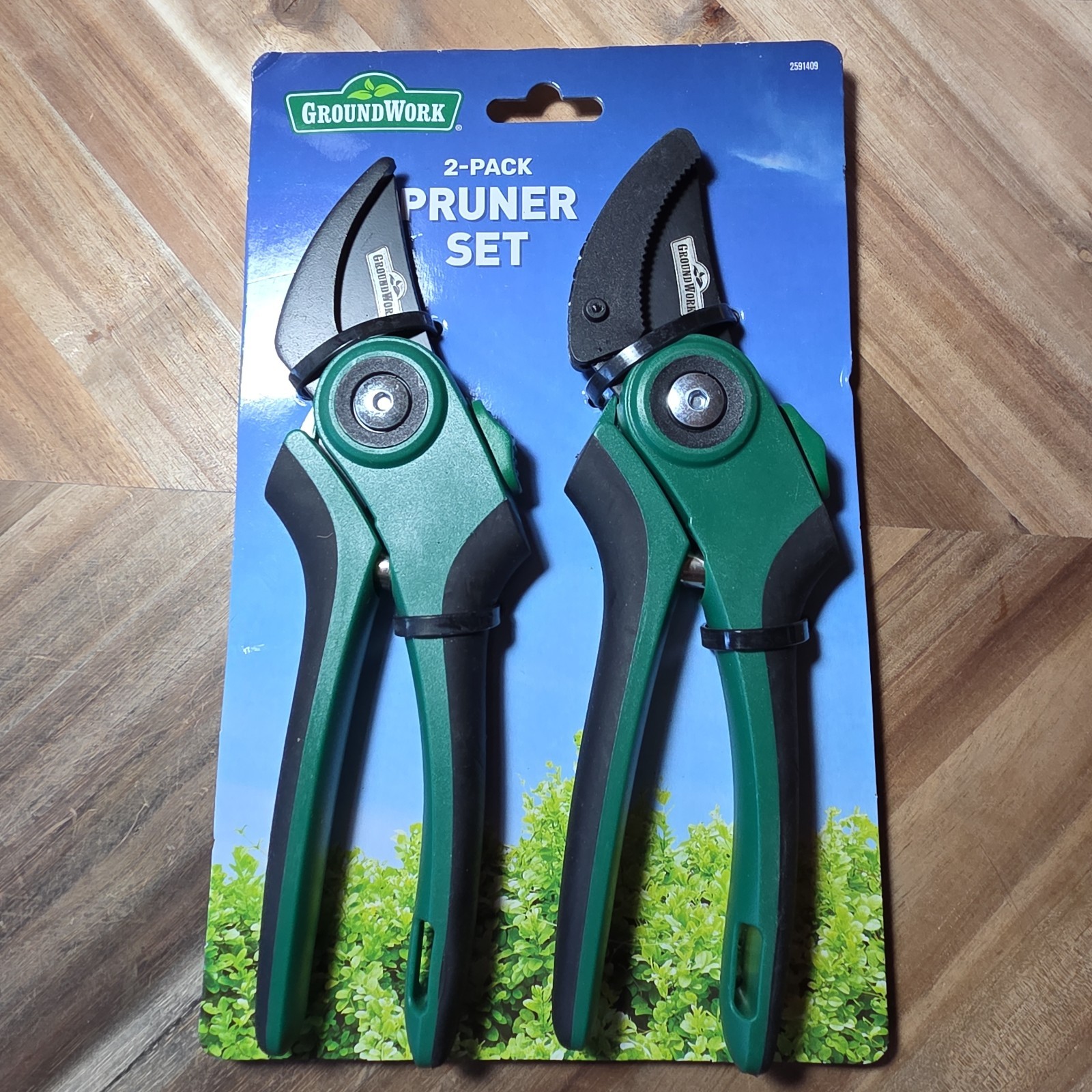 GroundWork 2-pack pruner set, Bypass & Anvil cushioned handles Rust Resistant