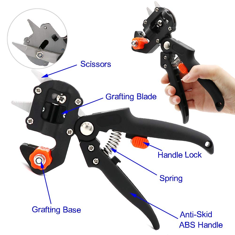 Garden Grafting Tool Kits, ZALALOVA 2 in 1 Pruning Tools Black Multi