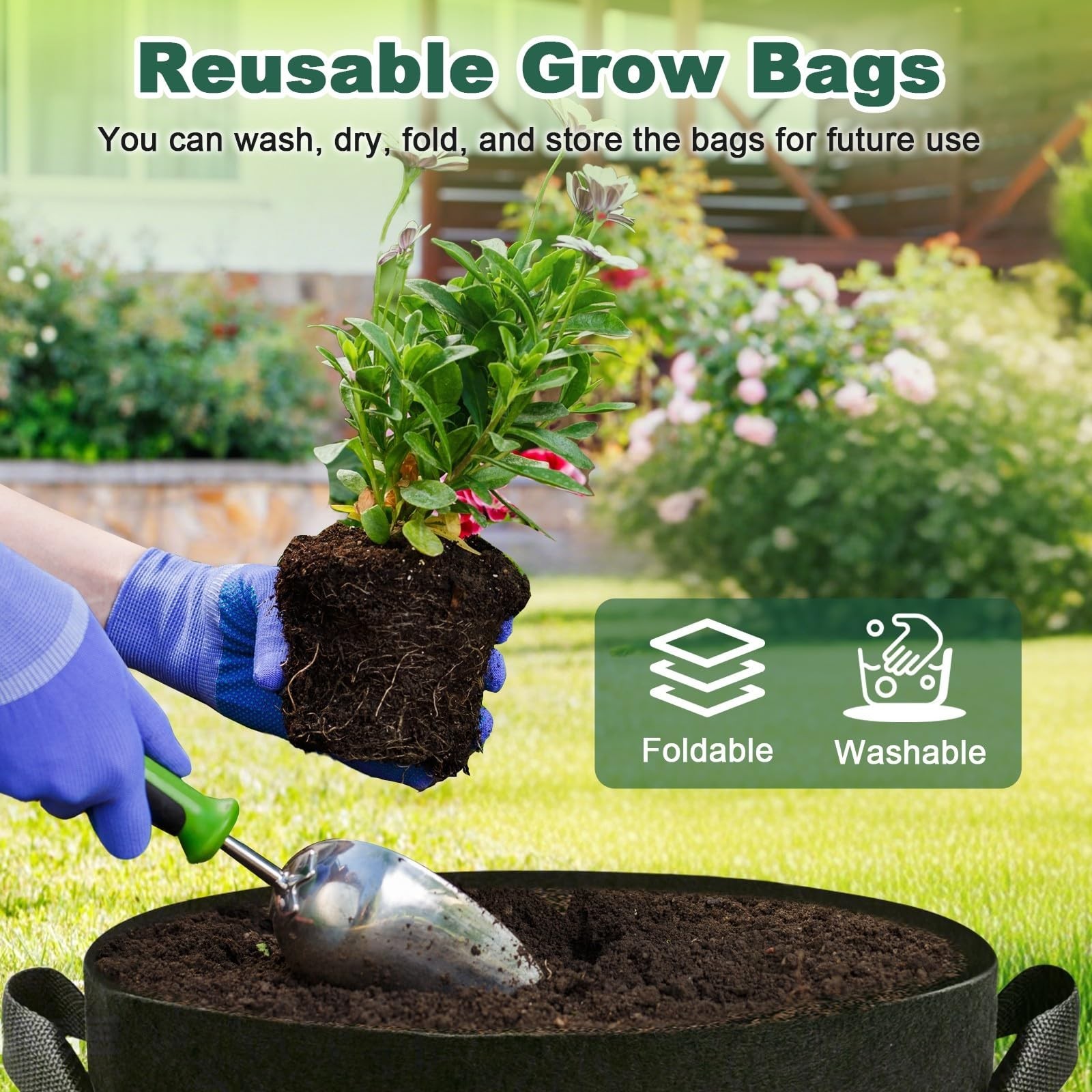 5 Pack 3 Gallon Fabric Grow Bags, Heavy Duty 300G Thickened Aeration Nonwoven…