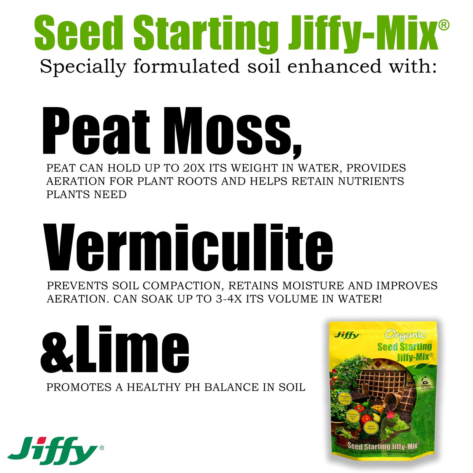 Jiffy Natural Organic Seed Starting Soil Mix 10 Qt 2 Bags 20 Qt G310-Parent