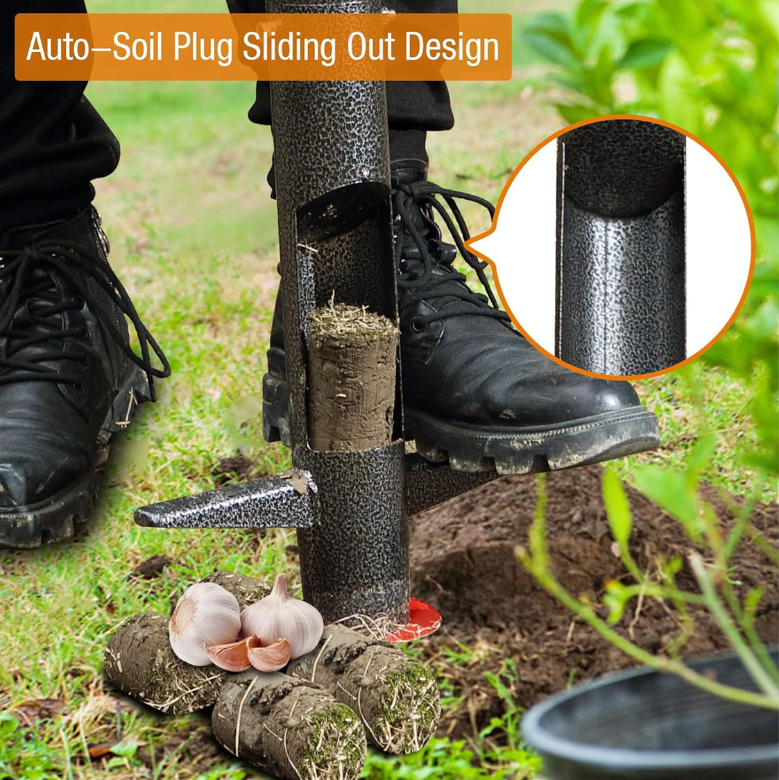 Bulb Weed Planter with 33.5″ Long Handle Tools for Soil Planting Weed Dig Hole