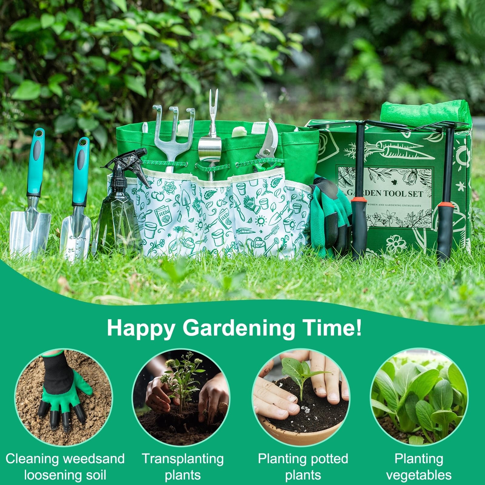 Garden Tool Set, 12-Piece Complete Stainless Steel Gardening Essentials, Heav…