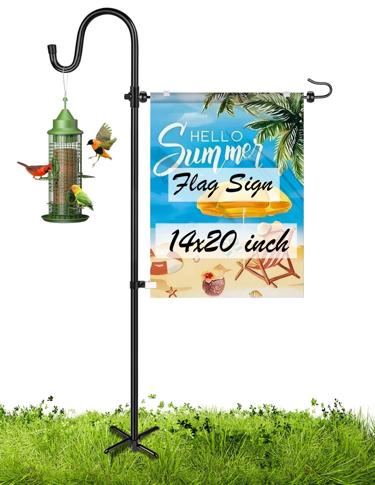 Garden Flag Holder Stand with Shepherd Hook for 14” x 20” Flags Upgraded Fl…